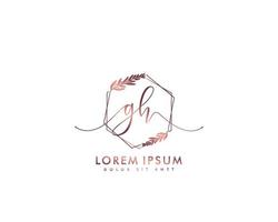 Initial GH Feminine logo beauty monogram and elegant logo design, handwriting logo of initial signature, wedding, fashion, floral and botanical with creative template vector