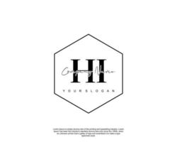 Initial HI Feminine logo beauty monogram and elegant logo design, handwriting logo of initial signature, wedding, fashion, floral and botanical with creative template vector
