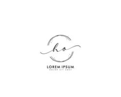 Initial HO Feminine logo beauty monogram and elegant logo design, handwriting logo of initial signature, wedding, fashion, floral and botanical with creative template vector