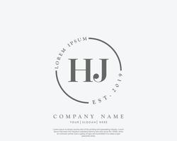 Initial HJ Feminine logo beauty monogram and elegant logo design, handwriting logo of initial signature, wedding, fashion, floral and botanical with creative template vector