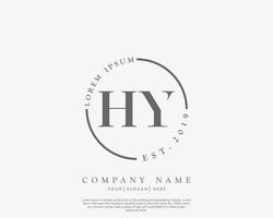 Initial HY Feminine logo beauty monogram and elegant logo design, handwriting logo of initial signature, wedding, fashion, floral and botanical with creative template vector