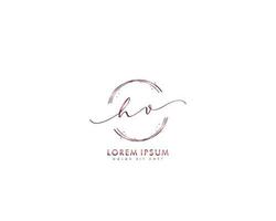 Initial HV Feminine logo beauty monogram and elegant logo design, handwriting logo of initial signature, wedding, fashion, floral and botanical with creative template vector