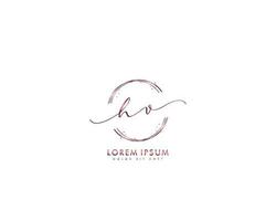 monograma de belleza de logotipo femenino hv inicial y diseño de logotipo elegante, logotipo de escritura a mano de firma inicial, boda, moda, floral y botánica con plantilla creativa vector