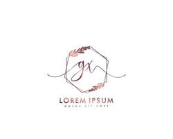 Initial GW Feminine logo beauty monogram and elegant logo design, handwriting logo of initial signature, wedding, fashion, floral and botanical with creative template vector