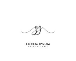 monograma de belleza de logotipo femenino inicial gg y diseño de logotipo elegante, logotipo de escritura a mano de firma inicial, boda, moda, floral y botánica con plantilla creativa vector