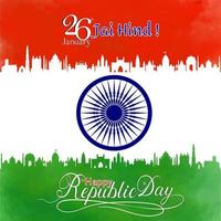 Indian Republic day 26th January wish and vector editable template