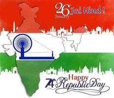 Indian Republic day 26th January wish and vector editable template