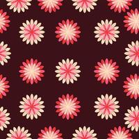 seamless pattern with flowers in the style of a hippie on a brown background. vector