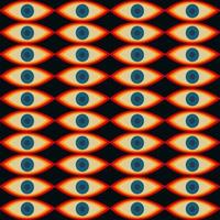 Seamless pattern with hand drawn eyes in psychedelic, hippie style vector