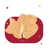 Taiyaki cookies in the shape of a fish vector