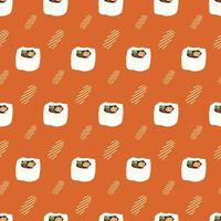 Seamless pattern of rolls on an orange background vector