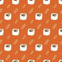 Seamless pattern of rolls on an orange background vector