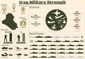 infografía de fuerza militar de irak, presentación de gráficos de poder militar de china irak. vector