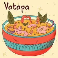 Brazilian traditional food. Vatapa. Vector illustration in hand drawn style