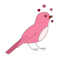 pájaro dibujado a mano con corazones para el día de san valentín. elementos de diseño para carteles, tarjetas de felicitación, pancartas e invitaciones. vector