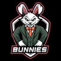 diseño de esport de logotipo de mascota de conejo vector