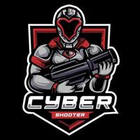 robots cycber shooter mascot esport logo vector