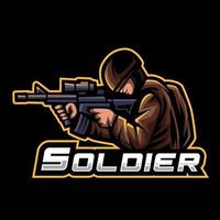 logotipo de esport de soldado, logotipo de mascota, ilustración vectorial de diseño vector