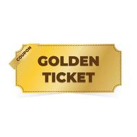 Realistic Detailed 3d Golden Ticket coupon Template vector