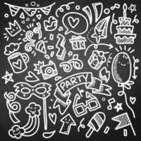 Set of Party illustration Hand drawn doodle Sketch line vector