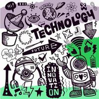 Technology  doodle drawing collection.Hand drawn vector doodle i