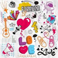 Love doodle drawing collection.Hand drawn vector doodle illustra