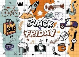 Black Friday sale hand drawn vector concept illustration.