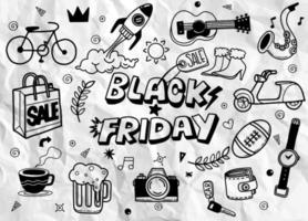 Black Friday sale hand drawn vector concept illustration.