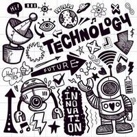 Technology  doodle drawing collection.Hand drawn vector doodle i