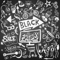 Black Friday sale hand drawn vector concept illustration.