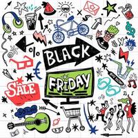 Black Friday sale hand drawn vector concept illustration.