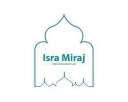 isra miraj con arte lineal de mezquita vector