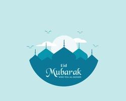 Eid Mubarak Flat Illustration Template vector
