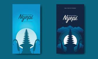 plantilla de paquete nyepi con templo vector