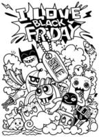 Black Friday sale hand drawn vector concept illustration.