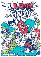 Black Friday sale hand drawn vector concept illustration.