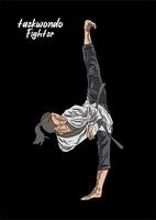 taekwondo girl doing kick vector