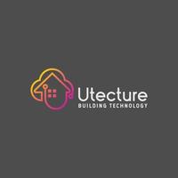 Simple line out home and could technology image graphic icon logo design abstract concept vector stock. Can be used as a symbol related to system or property