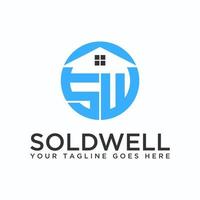 Simple House and letter or word SW font in block circle image graphic icon logo design abstract concept vector stock. Can be used as a symbol related to property or initial