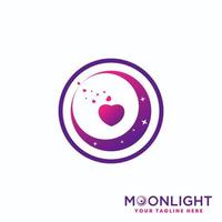 Crescent moon and Love with circle around image graphic icon logo design abstract concept vector stock. Can be used as a symbol related to marriage or romance