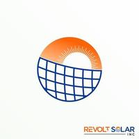 Unique sun and solar cell in block circle image graphic icon logo design abstract concept vector stock. Can be used as a symbol related to energy or power