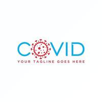 Letter or word COVID sans serif font with virus image graphic icon logo design abstract concept vector stock. Can be used as a symbol related to disease or wordmark