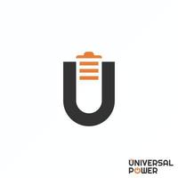 Letter or word U font with battery image graphic icon logo design abstract concept vector stock. Can be used as a symbol related to energy or initial