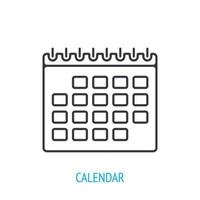 Calendar or personal organizer. Outline icon. Vector illustration. Countdown months and days of the week. Thin line pictogram for user interface. Isolated white background