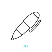 Ink pen. Outline icon. Vector illustration. Ballpoint pencil or felt pen. Symbols of business, finance and education. Thin line pictogram for user interface. Isolated white background