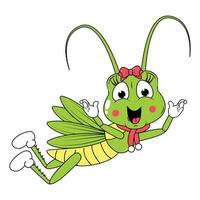 cute grasshoper animal cartoon graphic vector