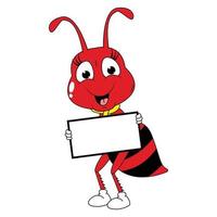 cute red ant animal cartoon graphic vector