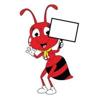 cute red ant animal cartoon graphic vector