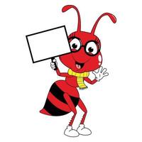 cute red ant animal cartoon graphic vector