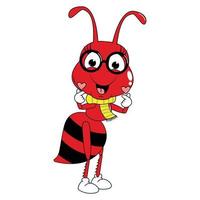 cute red ant animal cartoon graphic vector